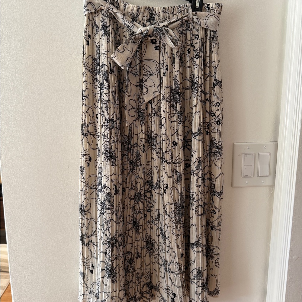 Alice Blue Cream Maxi Skirt with Black Floral Print
